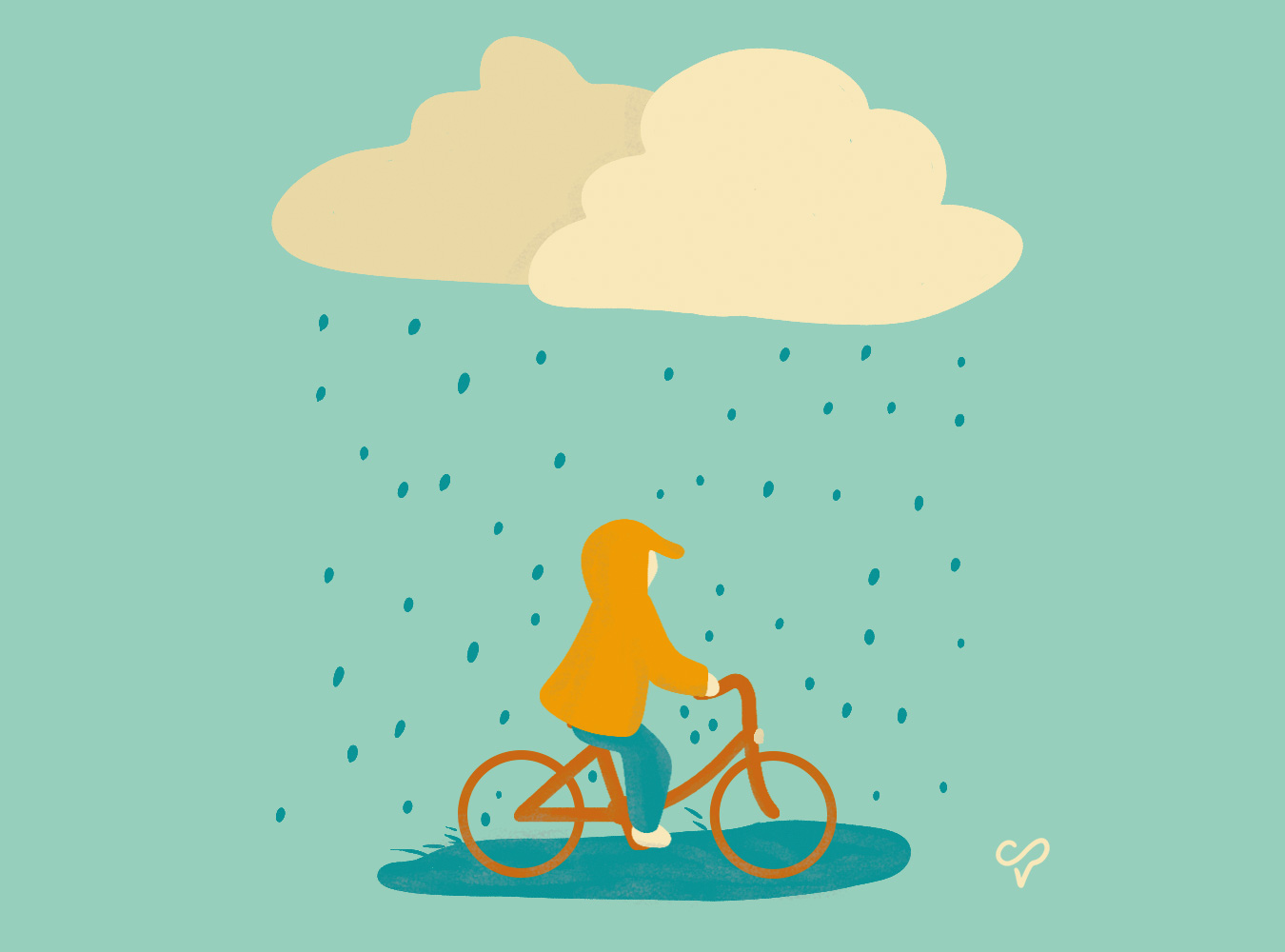 Illustration Vélo sous la pluie
